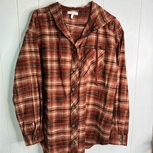 Maurice Orange and Black Jacket Shirt with Hood And Lingerie Sleeves Size Small